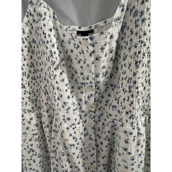Torrid Blue White Floral Smocked Button Down Midi Dress Sz 2x 18/20 Cottage NWT - Picture 3 of 8